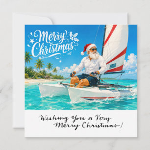 Weihnachtsmann Weihnachtssegelurlaub Grußkarte Feiertagskarte