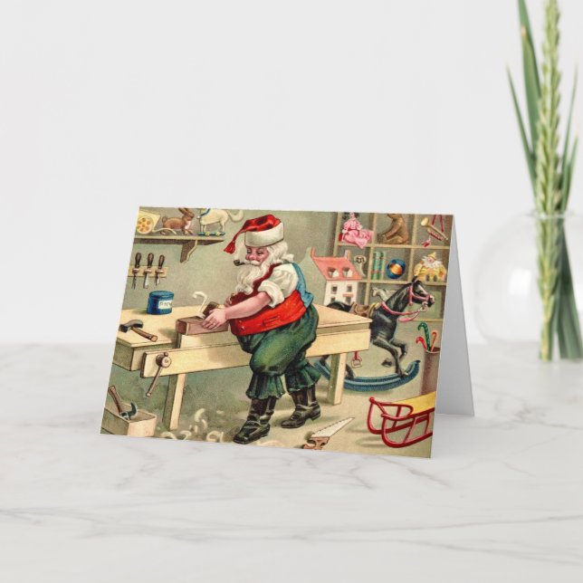 Weihnachtsmann-Werkstatt Weihnachtskarte Feiertagskarte (Vorderseite)