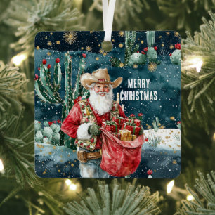 Weihnachtsmann Western Cowboy Weihnachten Ornament Aus Metall