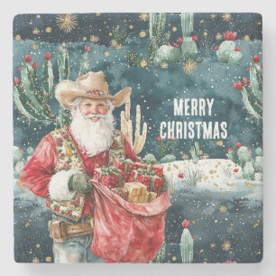 Weihnachtsmann Western Cowboy Weihnachten Steinuntersetzer