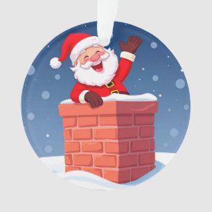 Weihnachtsmann winkt fröhlich im Kamin Ornament