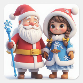 🎅 Weihnachtsmann Winter-Feiertags-Magie ❄️ Quadratischer Aufkleber