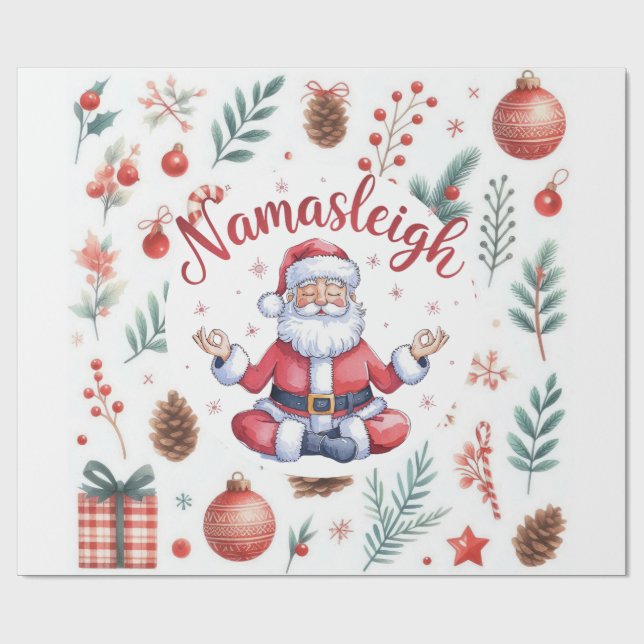 Weihnachtsmann Yoga mit Weihnachtsthema Geschenkpapier (Flach)