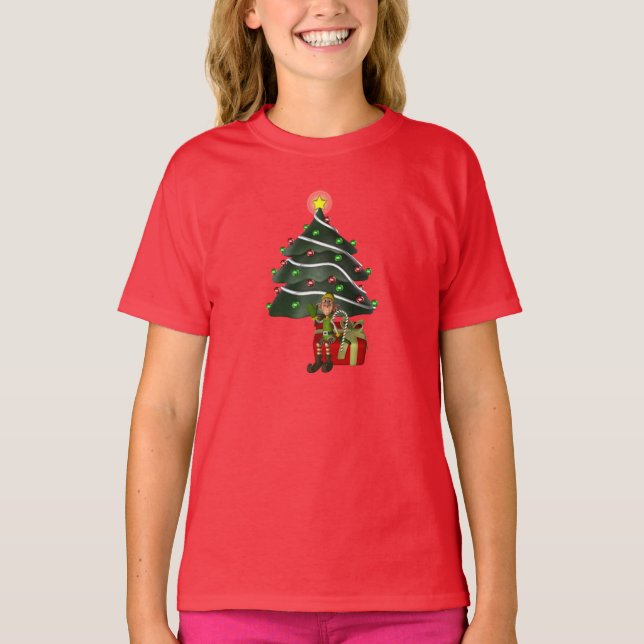 Weihnachtsmännchen Baum Niedlich vorstellen T-Shirt (Vorderseite)