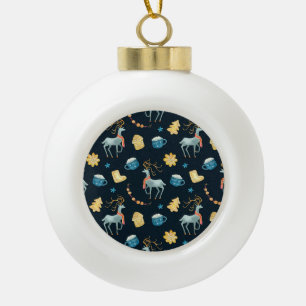 Weihnachtsmänner: Aquarellfarbenes nahtloses Muste Keramik Kugel-Ornament