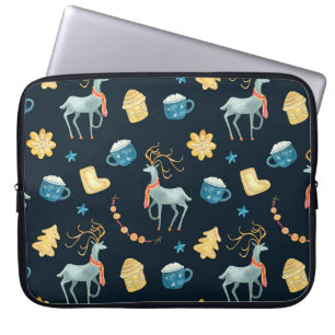 Weihnachtsmänner: Aquarellfarbenes nahtloses Muste Laptopschutzhülle