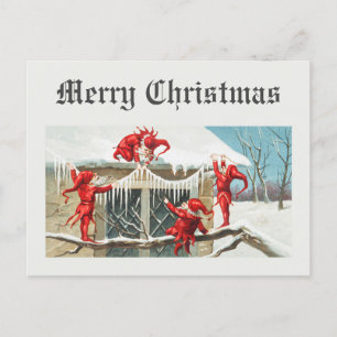 Weihnachtsmänner-Elfen im Vintage-Stil Postkarte