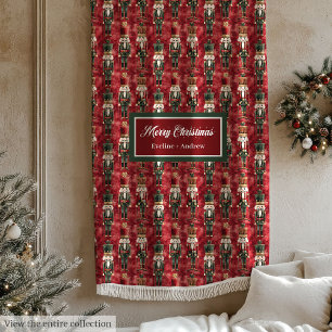 Weihnachtsmänner in Aquarellfarbe - tiefe rote Dec Fleecedecke