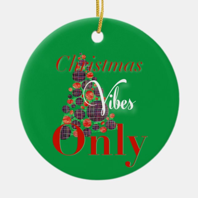 Weihnachtsmänner nur Abstrakter Roter Grüner Baum Keramik Ornament (Vorne)