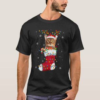 Weihnachtsmannmütze Abyssinian Katztier in Socken  T-Shirt