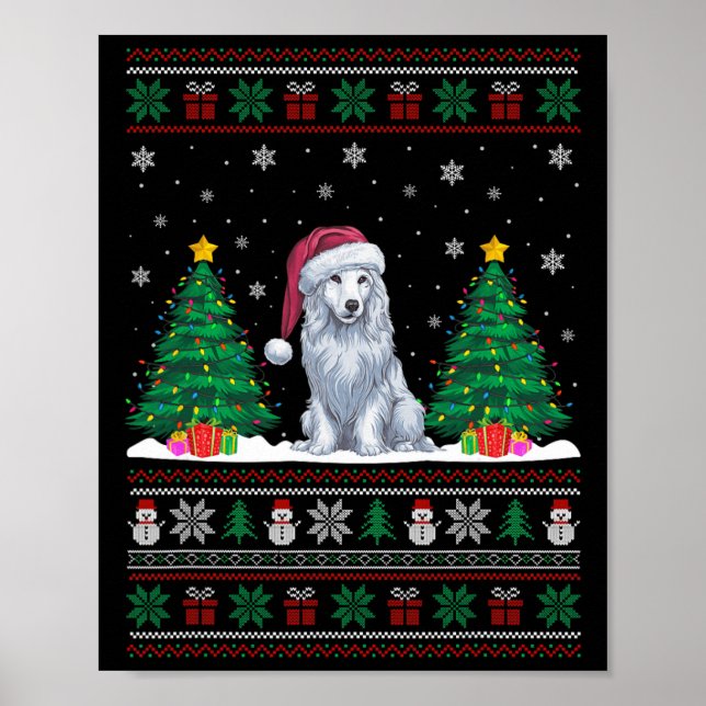 Weihnachtsmannmütze Akbash Hund Weihnachtsbaum Lic Poster (Vorne)