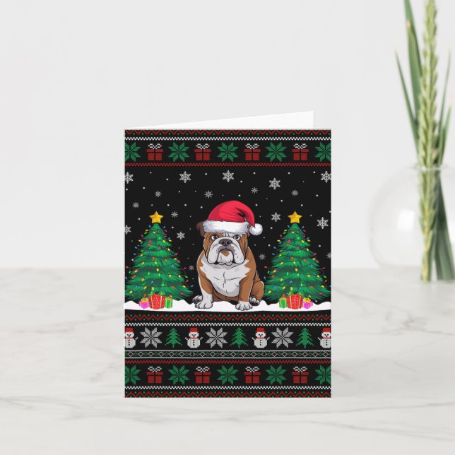 Weihnachtsmannmütze American Bulldog Xmas Tree Lig Karte (Vorderseite)