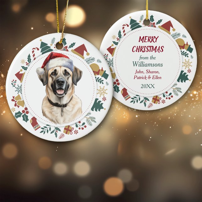 Weihnachtsmannmütze Anatolian Shepherd Dog Weihnac Keramik Ornament (Von Creator hochgeladen)