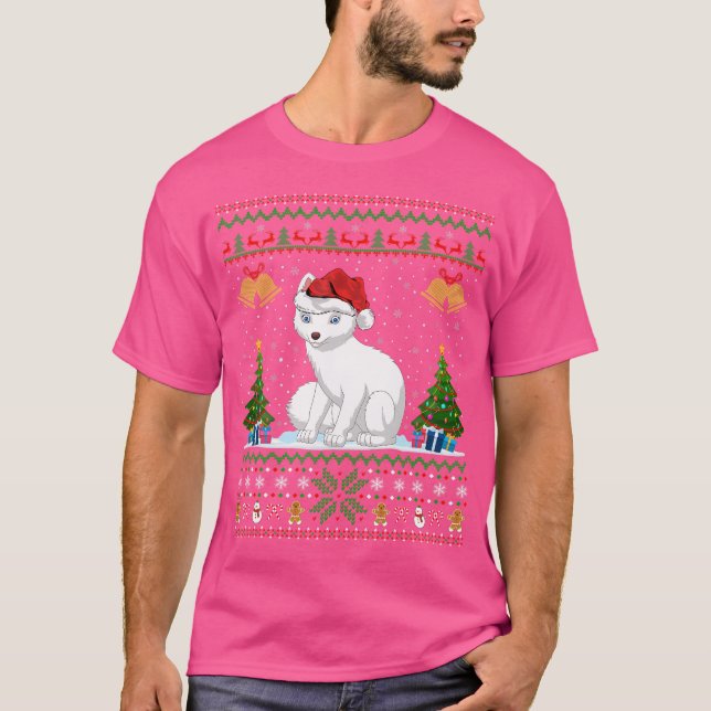 Weihnachtsmannmütze Arctic Fox Xmas Lighting Ugly  T-Shirt (Vorderseite)