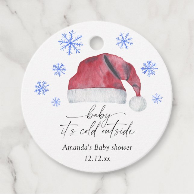 Weihnachtsmannmütze - Baby draußen kalt Geschenkanhänger (Vorderseite)