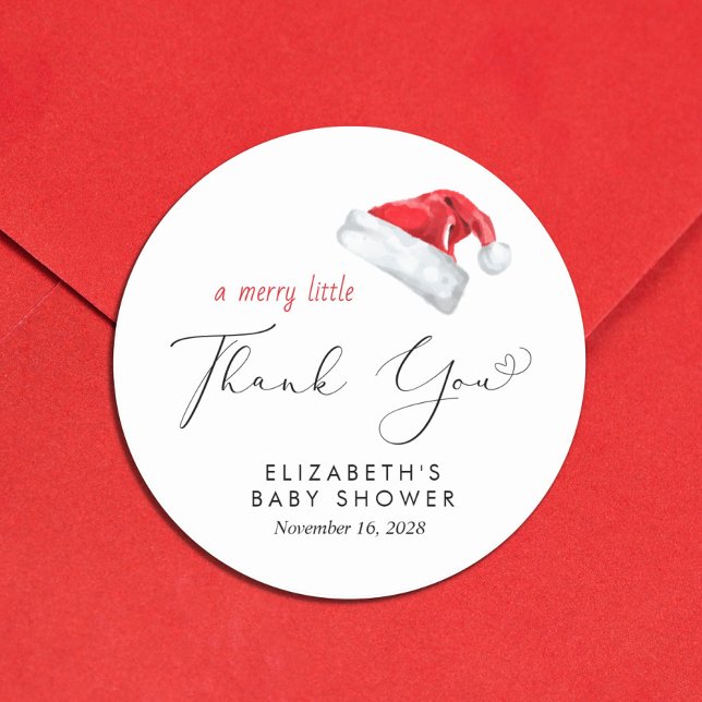 Weihnachtsmannmütze Baby Dusche Vielen Dank Runder Aufkleber (Von Creator hochgeladen)