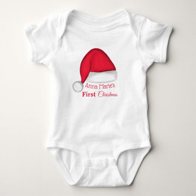 Weihnachtsmannmütze Baby T Shirt Personalisiert (Vorderseite)
