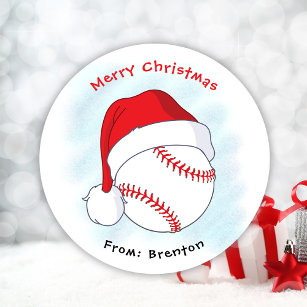 Weihnachtsmannmütze Baseball Frohe Weihnachten Runder Aufkleber