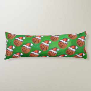 Weihnachtsmannmütze Basketball auf Grün Seitenschläferkissen