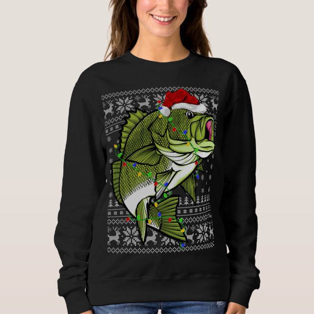 Weihnachtsmannmütze Bass Fish Xmas Lighting Ugly B Sweatshirt (Vorderseite)