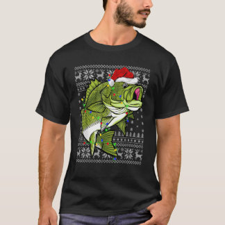Weihnachtsmannmütze Bass Fish Xmas Lighting Ugly B T-Shirt