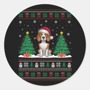 Weihnachtsmannmütze Beagle Hund Weihnachtsbaumleuc Runder Aufkleber