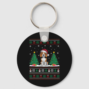 Weihnachtsmannmütze Beagle Hund Weihnachtsbaumleuc Schlüsselanhänger