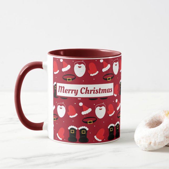Weihnachtsmannmütze Beard Boots Frohe Weihnachtsfe Tasse (Mit Donut)