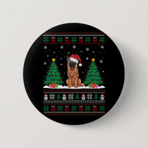 Weihnachtsmannmütze Belgische Malinois Dog Xmas Tr Button