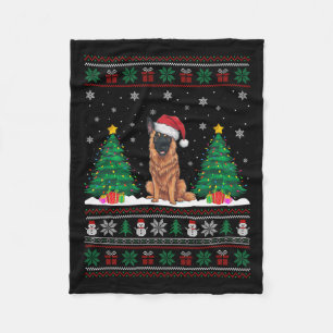 Weihnachtsmannmütze Belgische Malinois Dog Xmas Tr Fleecedecke
