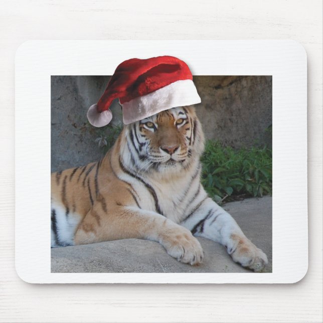 Weihnachtsmannmütze Bengalisch Tiger Mousepad (Vorne)