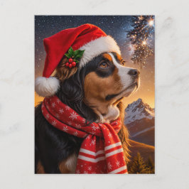 Weihnachtsmannmütze Bernese Mountain Dog Postkarte