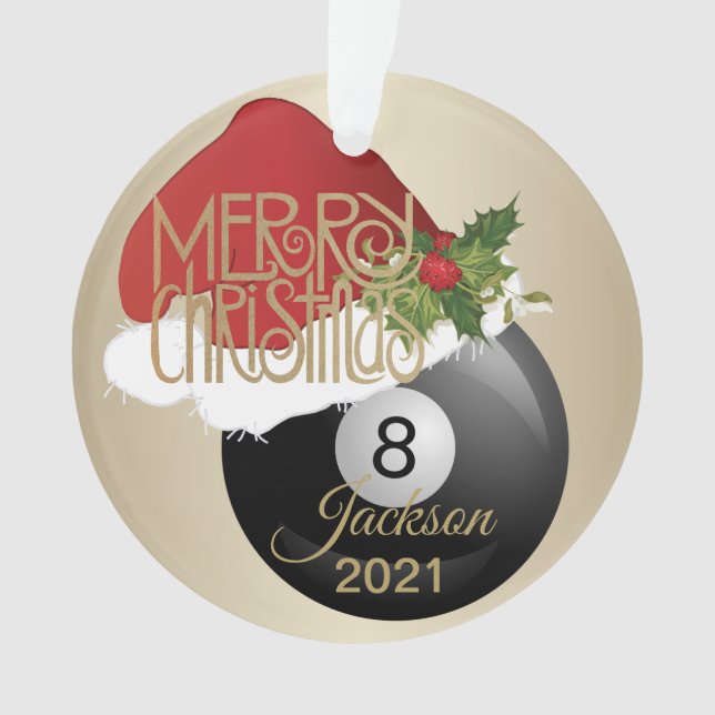 Weihnachtsmannmütze Billiardball| DIREKT Ornament (Vorderseite)