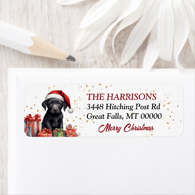 Weihnachtsmannmütze Black Lab Welpe Weihnachten (Insitu)