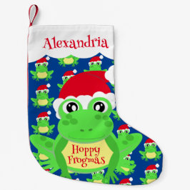 Weihnachtsmannmütze Blue Frog Cartoon Muster Name Kleiner Weihnachtsstrumpf