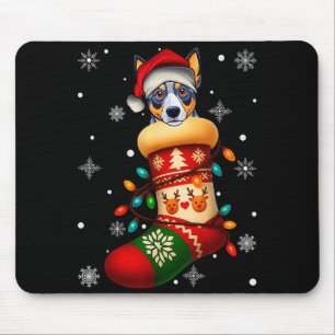 Weihnachtsmannmütze Blue Heeler Hund in Weihnachts Mousepad