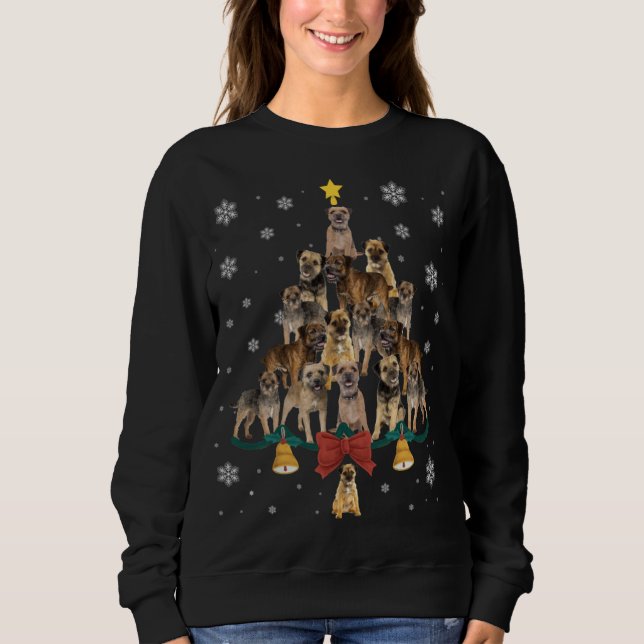 Weihnachtsmannmütze Border Terrier Christmas Tree  Sweatshirt (Vorderseite)