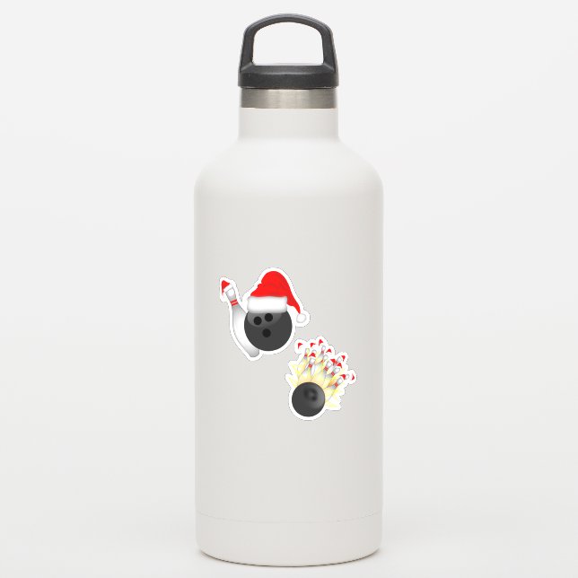 Weihnachtsmannmütze Bowling Ball Buttons Weihnacht Aufkleber (Wassserflasche)