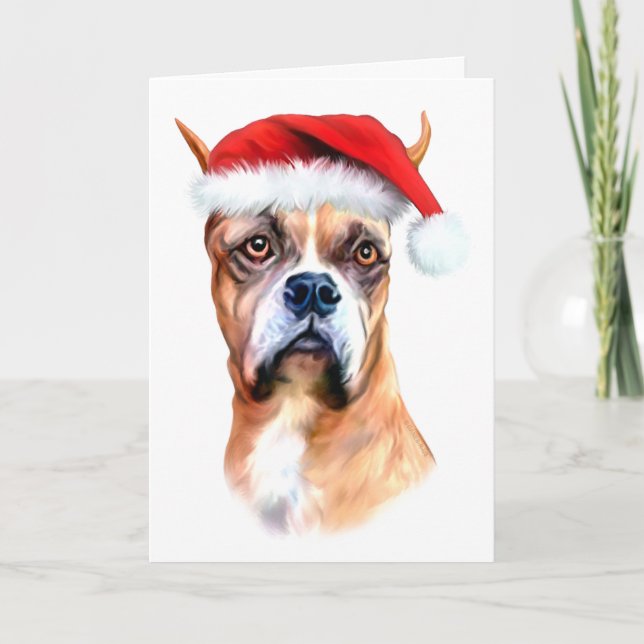 Weihnachtsmannmütze Boxer Feiertagskarte (Vorderseite)
