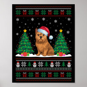 Weihnachtsmannmütze Brussels Griffon Dog Xmas Tree Poster