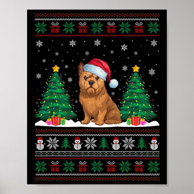 Weihnachtsmannmütze Brussels Griffon Dog Xmas Tree Poster (Vorne)
