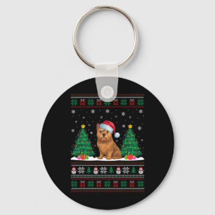 Weihnachtsmannmütze Brussels Griffon Dog Xmas Tree Schlüsselanhänger