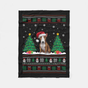 Weihnachtsmannmütze Bull Terrier Dog Xmas Tree Lig Fleecedecke