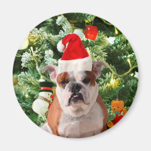 Weihnachtsmannmütze Bulldog Christmas Tree Snowman Magnet