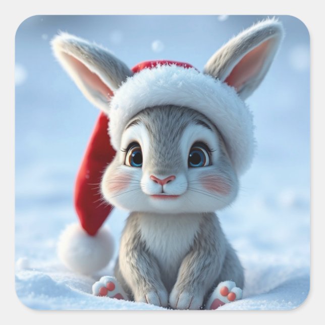 Weihnachtsmannmütze Bunny Stickers (Vorderseite)