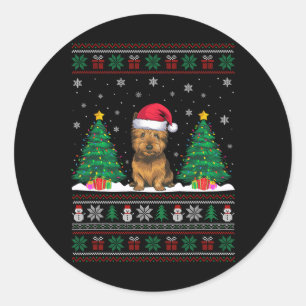 Weihnachtsmannmütze Cairn Terrier Dog Xmas Tree Li Runder Aufkleber