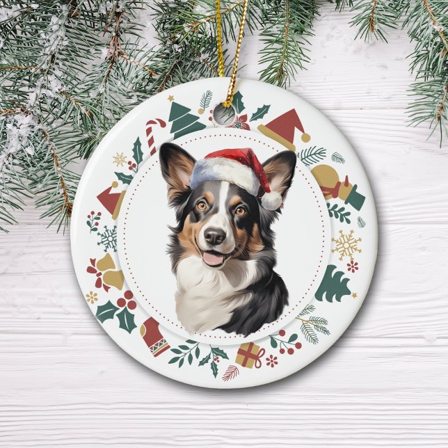 Weihnachtsmannmütze Cardigan Welsh Corgi Weihnacht Keramik Ornament (Von Creator hochgeladen)