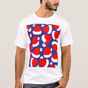 Weihnachtsmannmütze Cartoon Nahtloser Hintergrund T-Shirt