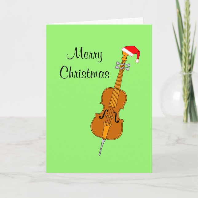 Weihnachtsmannmütze Cello Weihnachten Karte (Vorderseite)