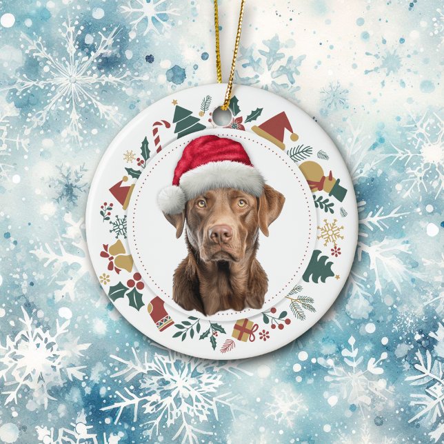 Weihnachtsmannmütze Chesapeake Bay Retriever Holid Keramik Ornament (Von Creator hochgeladen)